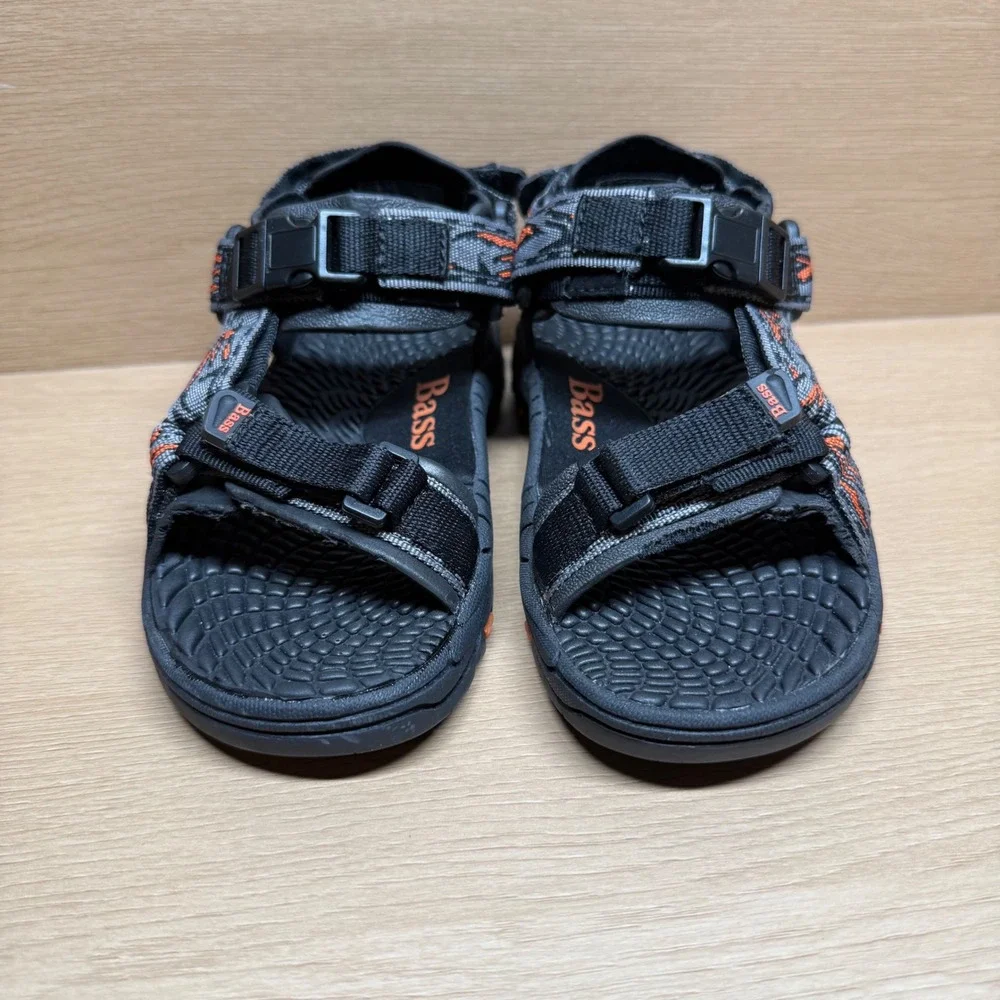 Bass Kyle Kids Sandals Size 1M Black Orange‎ Grey Strappy Sport Hiking Outdoor